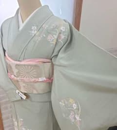 作家物未使用しつけ糸付き訪問着4点フルセット、着物、袋帯、帯締め