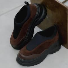 【完売品】スウェード 厚底スリッポン ブラウンのサムネイル