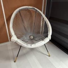 【未使用品】アカプルコチェア風 ストリングチェア 金脚仕様 グレー×ブラック系 未使用品】アカプルコチェア風 ストリングチェア 金脚仕様
