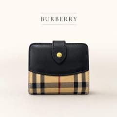 2607* バーバリー ノバチェック 二つ折り財布 金ボタン 財布 ベージュ 黒 2607* バーバリー ノバチェック 二つ折り財布 金ボタン 財布 ベージュ