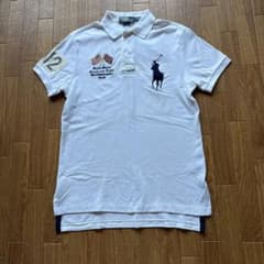 ラルフローレン ビッグポニーポロシャツUSA 星条旗英国旗 y2k swag 白