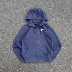 00s oldnike フェード ネイビー 短丈 ジップパーカー ロゴ シティー
