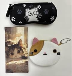 고양이 안경 케이스 미니 파우치 3 점 세트