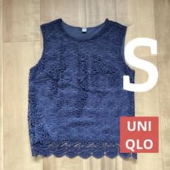 UNIQLO レーストップス　S ネイビー　ノースリーブのサムネイル