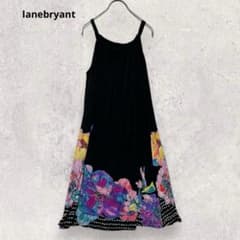 レーンブライアント 花柄 ワンピース レトロ 黒 XXL 大きいサイズ 3665