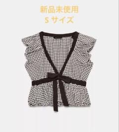 ZARA キンガムチェック柄リボン付きバルーントップス Sサイズ - メルカリ