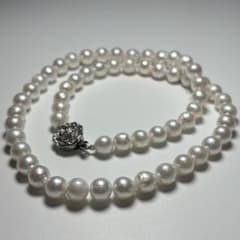 【テリ強】アコヤ真珠 パールネックレス ホワイト 7.0-7.5mm 33.4g