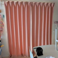 無地 ドレープカーテン ピンク2枚組 ニトリ 100×200cm ピンクオレンジ 無地 ドレープカーテン 2枚組 ①