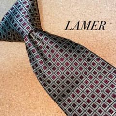 【美品】LAMER ネクタイ　スーツ　高級　フォーマル　ブロック柄のサムネイル