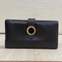 希少✨ブルガリ 長財布 サークルロゴ グレインレザー バイカラー 黒 青
