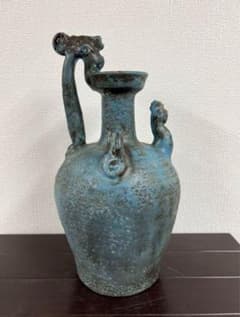 中国古美術　遼時代藍釉鶏首壷 青緑色の陶器壺古文化 中国古美術 遼時代藍釉鶏首壷 青緑色の陶器壺古文化 - メルカリ