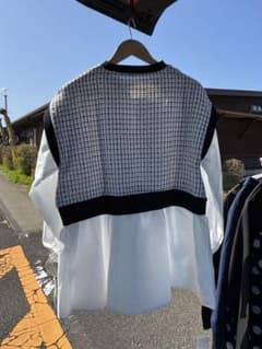 チェック柄レイヤード長袖トップスのサムネイル