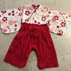 袴風ロンパース90  女の子 誕生日 ひな祭り お祝いのサムネイル