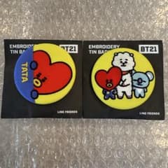 BTS BT21 刺繍 缶バッジ タタ TATA テテ V - メルカリ