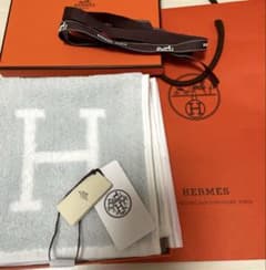 HERMES エルメス アヴァロン Hロゴハンドタオル ハンカチ コットン