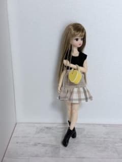 22センチドール服 ノースリーブトップス ミニスカート ハートバック