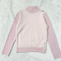 courrèges クレージュ　ピンク ハイネックニット ロゴ刺繍　y2k