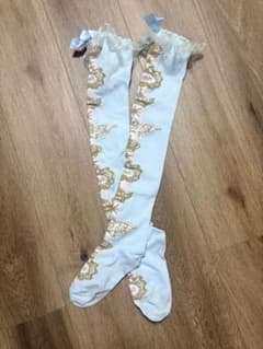 Angelic Pretty シフォンフリル付きオーバーニーソックス サックス