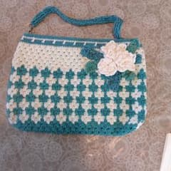 ハンドメイド かぎ針編み フラワーモチーフ バッグのサムネイル