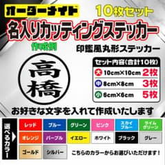 オーダーメイド 印鑑風丸形カッティングステッカー 選べる14色のサムネイル