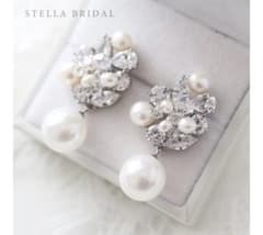 STELLA BRIDAL パール ビジュー ピアス　ウエディングアクセサリーのサムネイル