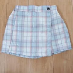 水色チェック柄ショートパンツ 130cmのサムネイル