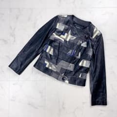 美品 AKHESA パッチワークレザージャケット ブラック サイズL*GD135 美品 AKHESA パッチワークレザージャケット ブラック サイズL*GD135