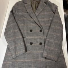 GU チェック柄 ダブルブレストジャケット グレー系のサムネイル