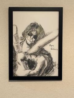 Kurt Cobain スケッチ水彩画 フレーム付きのサムネイル
