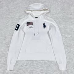 ラルフローレン ビッグポニー パーカー ホワイト レディースM 星条旗