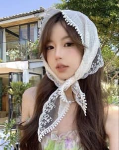 レース ヘッドドレス バンダナ ホワイトのサムネイル