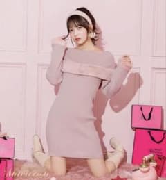 ミシェルマカロン ファーケープニット ワンピース ピンク - メルカリ