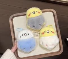 セキセイインコ ぬいぐるみ キーホルダー 黄色 グレー 鳥 ふわふわのサムネイル