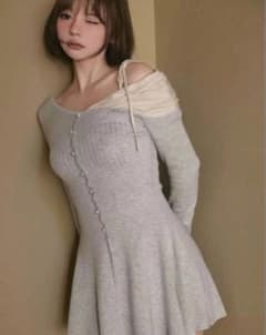 ANDMARY Helen knit flare mini dress gray - メルカリ