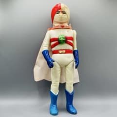 愛の戦士レインボーマン☆1970年代の希少ソフビフィギュア☆高さ約15cm 当時物】愛の戦士レインボーマン ソフビ 約29cm 無版権 面・マント付き