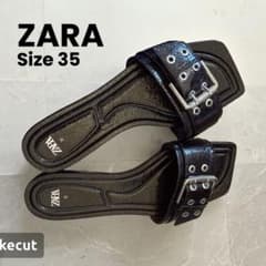 ZARA バックル付きフラットサンダル 35のサムネイル