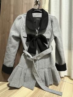 リボン&ベルト付き配色プリーツミニコートのサムネイル