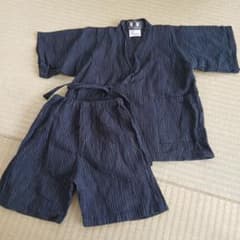 濃紺 ストライプ柄 甚平 100cm