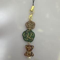 ハンドメイド 水引 ストラップ 梅結び くまのサムネイル