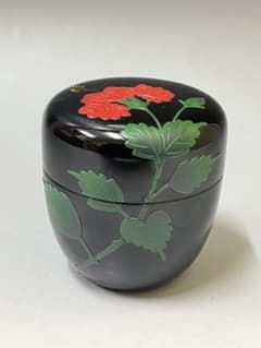 M37 ハイビスカス棗　茶葉入れ　なつめ　茶壺　茶器　茶道具　抹茶道具 M37 ハイビスカス棗 茶葉入れ なつめ 茶壺 茶器 茶道具 抹茶道具