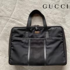 GUCCI グッチ ナイロンキャンバス×レザー ブリーフケース ビジネス