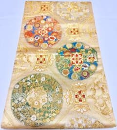 高級 袋帯 正絹 六通柄 花紋様 ゴールド 訪問着 留袖 色無地 約35万円