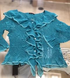 ユキトリイ    綺麗なグリーンのプリーツ カーディガンのサムネイル