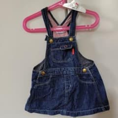 大人気ミキハウス☆肩紐調整可能　デニムオーバースカートМサイズのサムネイル