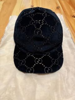 GUCCI グッチ ベルベットキャップ ネイビー L58 - メルカリ