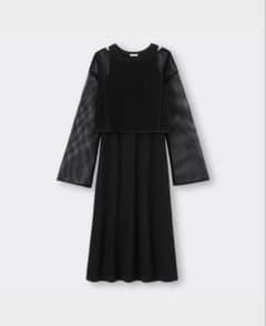 GU メッシュ　タンクトップブラックロングワンピース　ミディドレス　春　夏のサムネイル