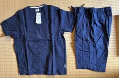 新品　甚平 上下セット ネイビー Sサイズ　木箱付のサムネイル