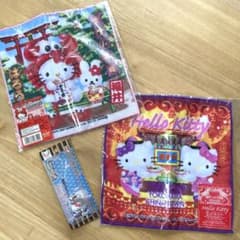 ハローキティ ご当地プチタオル 2枚+歌舞伎ストラップセットのサムネイル