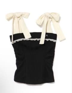 ANDMARY Samantha ribbon tops black - メルカリ
