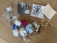 成人式　振袖　髪飾り　セット　水引　造花　金箔　青　水色　白　赤のサムネイル